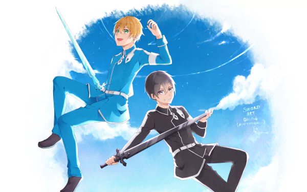 black hair blonde Blue Rose Sword (Sword Art Online) Night Sky Sword (Sword Art Online) Eugeo (Sword Art Online) Kazuto Kirigaya Kirito (Sword Art Online) Anime Sword Art Online: Alicization HD Desktop Wallpaper | Background Image
