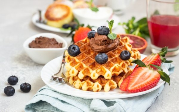 Food Waffle Berry Breakfast Blueberry HD Wallpaper | Background Image