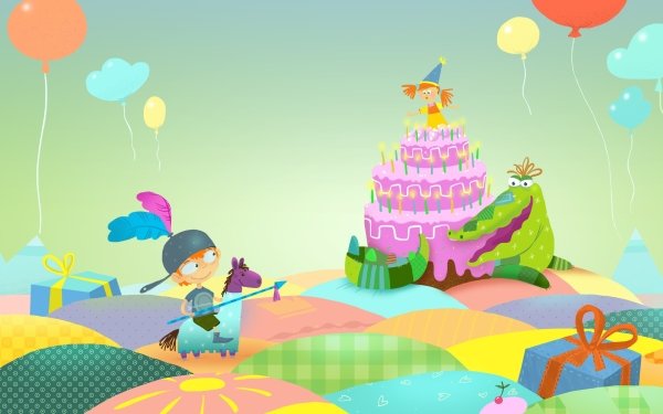Holiday Birthday Gift Cake Princess Child Balloon HD Wallpaper | Background Image
