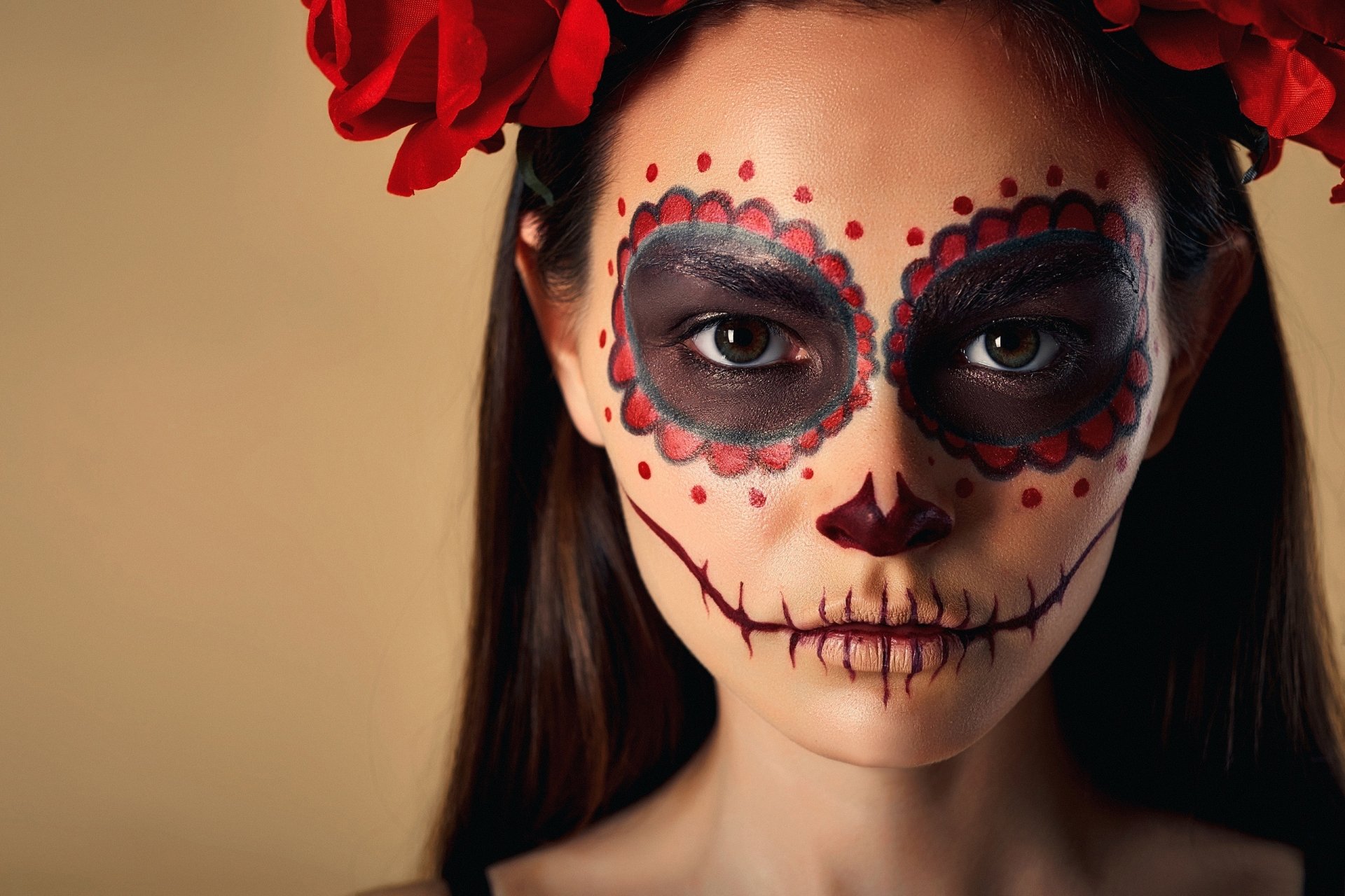 Download Stare Day Of The Dead Face Artistic Sugar Skull HD Wallpaper by Nikita Orlov