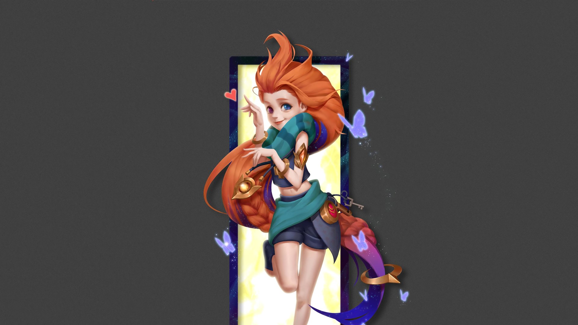 Download Heterochromia Orange Hair Long Hair Zoe (League Of Legends) Video Game League Of Legends 4k Ultra HD Wallpaper by Xie Nan
