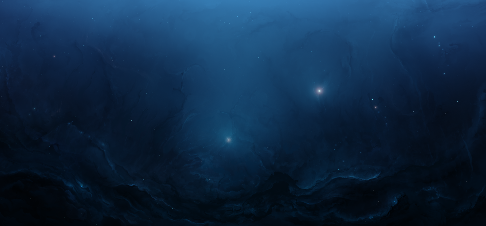 A 4K Ultra HD blue cosmos wallpaper featuring a deep space scene with stars and a glowing nebula, evoking a sci-fi atmosphere.