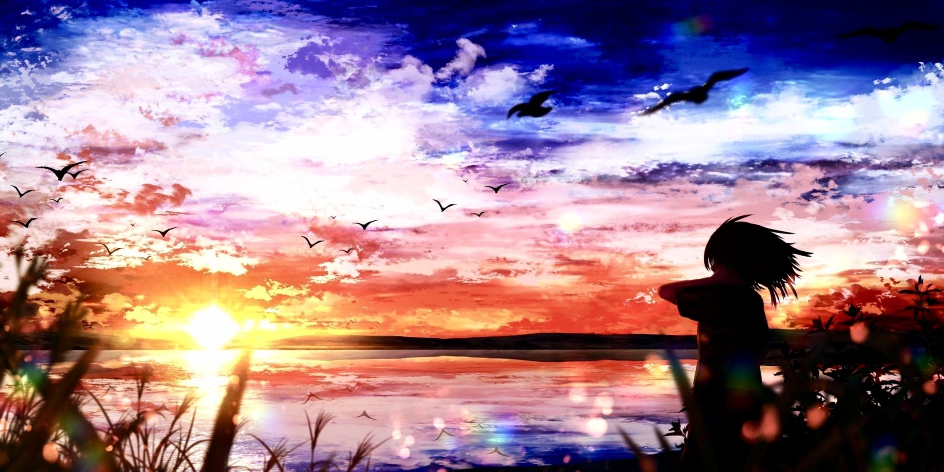 Download Sunset Sky Anime Original Anime Sunset HD Wallpaper by クメキ