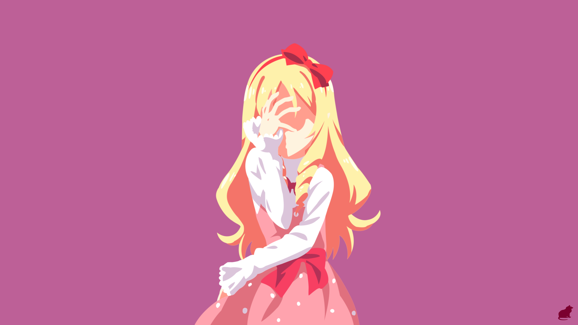 Elf Yamada from EroManga-Sensei in a vibrant 4K Ultra HD anime-style desktop wallpaper with a purple background.