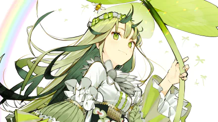green eyes green hair Anime Original HD Desktop Wallpaper | Background Image