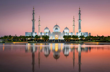 architecture reflection mosque United Arab Emirates Abu Dhabi religious Sheikh Zayed Grand Mosque HD Desktop Wallpaper | Background Image