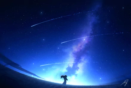 shooting star starry sky Anime Original HD Desktop Wallpaper | Background Image