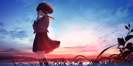 schoolgirl Anime Original HD Desktop Wallpaper | Background Image