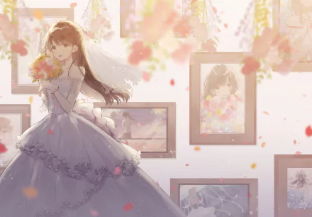 flower wedding dress Anime Original HD Desktop Wallpaper | Background Image