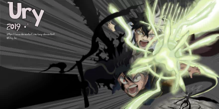Asta and Yuno (Black Clover) clash amid electric and shadow magic in a dynamic 2K Quad HD PC anime desktop wallpaper.