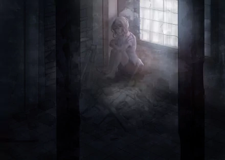 HD PC desktop wallpaper featuring a dimly lit anime scene from My Next Life as a Villainess: All Routes Lead to Doom!, showing a character by a window in a shadowy room.