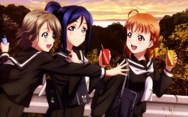 Kanan Matsuura You Watanabe Chika Takami Anime Love Live! Sunshine!! HD Desktop Wallpaper | Background Image