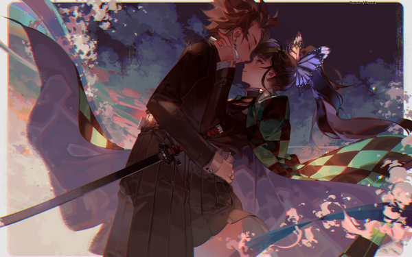 Anime Demon Slayer: Kimetsu no Yaiba Tanjiro Kamado Kanao Tsuyuri HD Wallpaper | Background Image