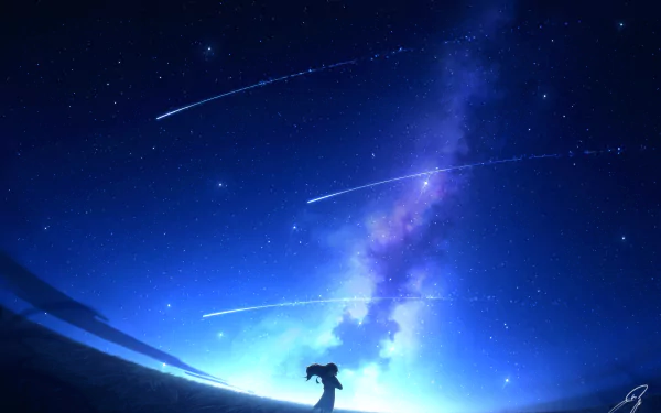 shooting star starry sky Anime Original HD Desktop Wallpaper | Background Image