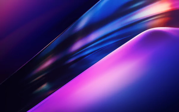 Abstract, colorful 4K Ultra HD PC desktop wallpaper: flowing purple, blue and magenta waves with glossy, iridescent light reflections.