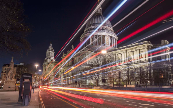 time lapse St Paul's Cathedral night architecture cathedral London England building street light religious HD Desktop Wallpaper | Background Image