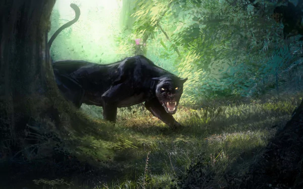  Black Panther in Forest by 0oki