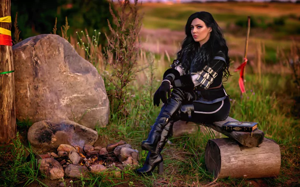 long hair depth of field black hair boots The Witcher 3: Wild Hunt Yennefer of Vengerberg woman cosplay HD Desktop Wallpaper | Background Image