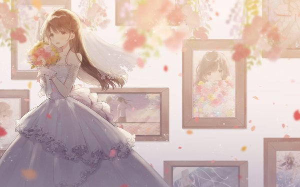 Anime Original Wedding Dress Flower HD Wallpaper | Background Image