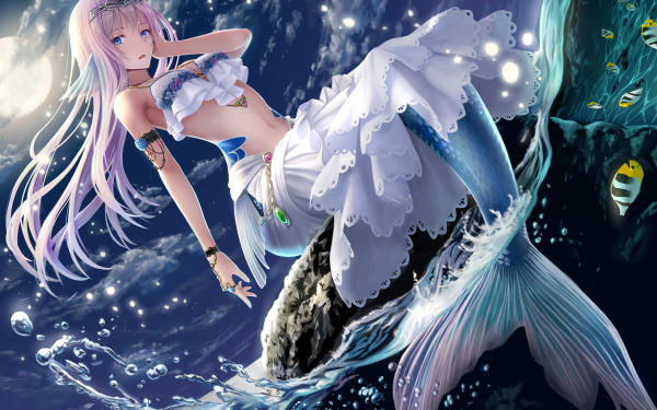 Anime Mermaid Night Fish HD Wallpaper | Background Image