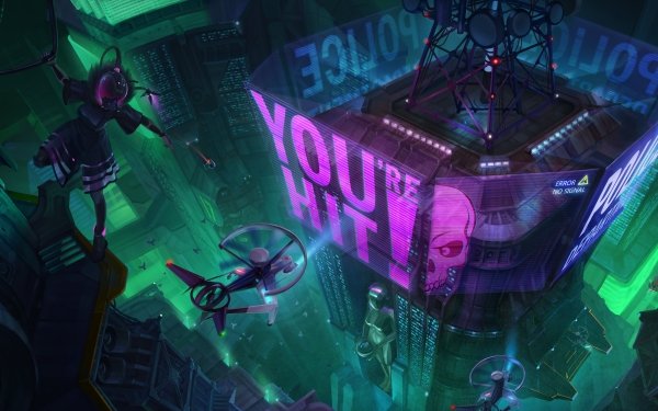 Sci Fi City Neon Building HD Wallpaper | Background Image