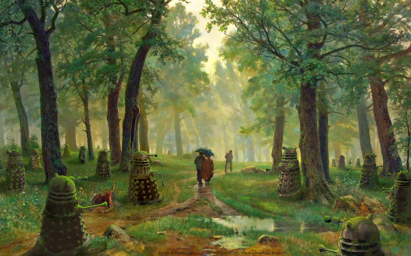 tree couple park Dalek artistic Digital Art HD Desktop Wallpaper | Background Image