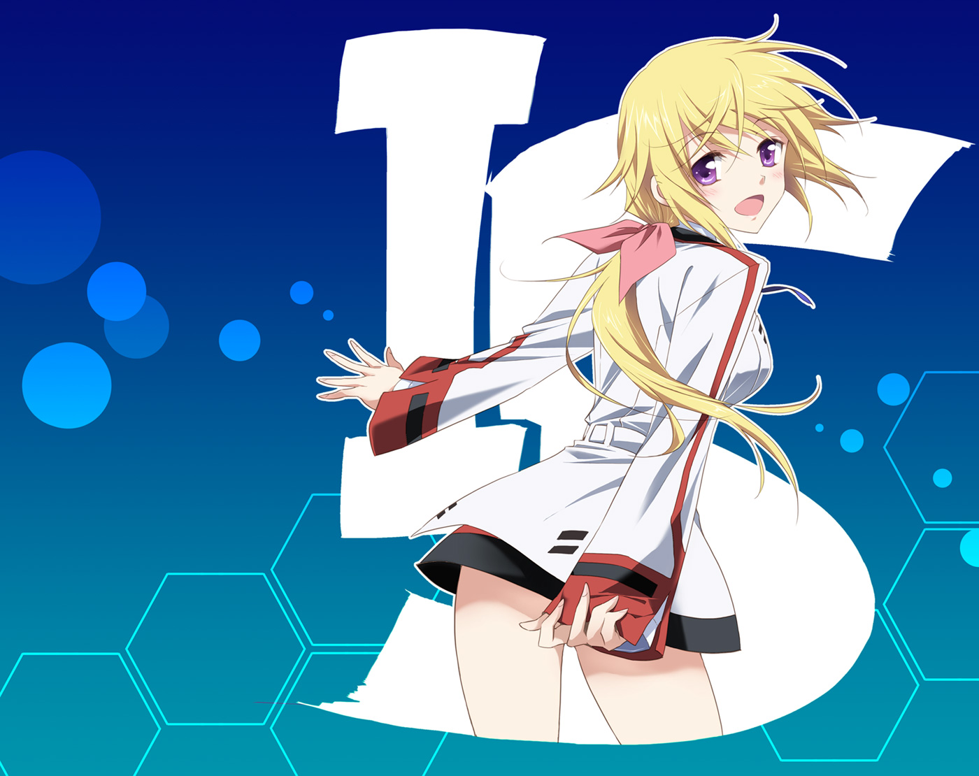 Charlotte Dunois, a character from Infinite Stratos anime, in a desktop wallpaper.