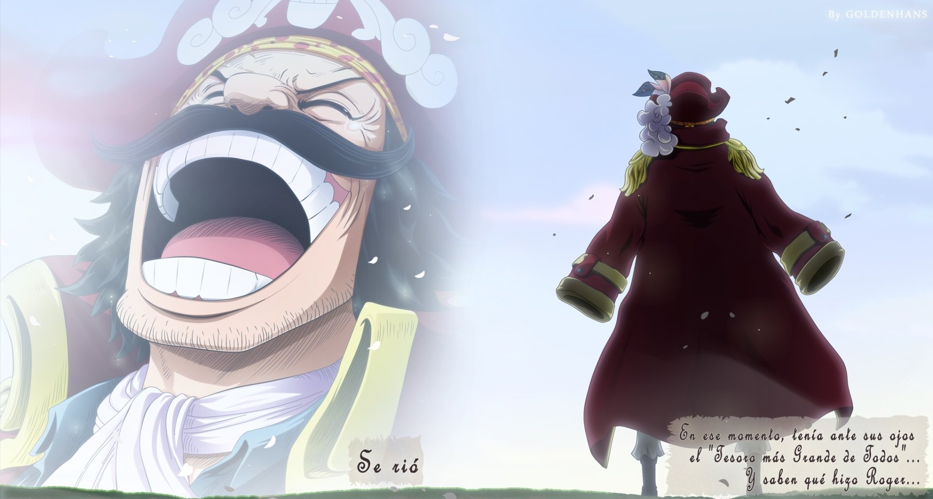 HD PC desktop wallpaper featuring Gol D. Roger from the anime One Piece, showcasing his iconic joyful expression and commanding presence.