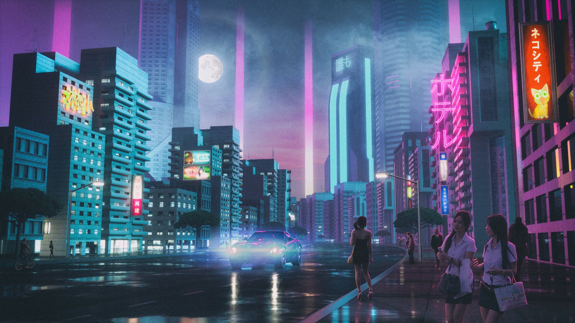 Sci Fi City HD Wallpaper by David Legnon
