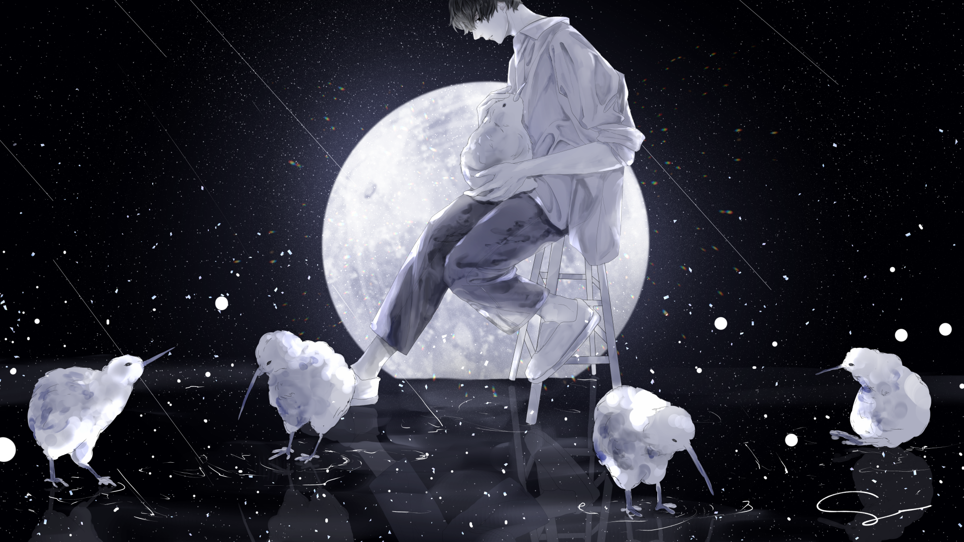 Download Moon Anime Original 4k Ultra HD Wallpaper by 世