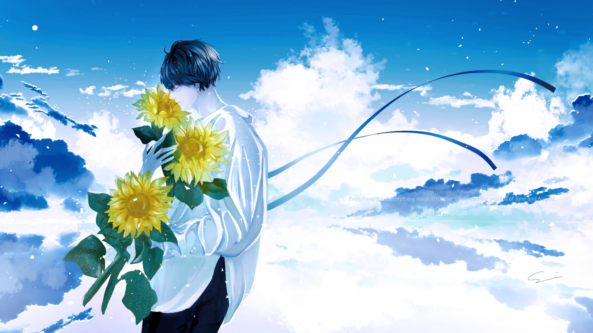 Download Sunflower Anime Original 4k Ultra HD Wallpaper by 世