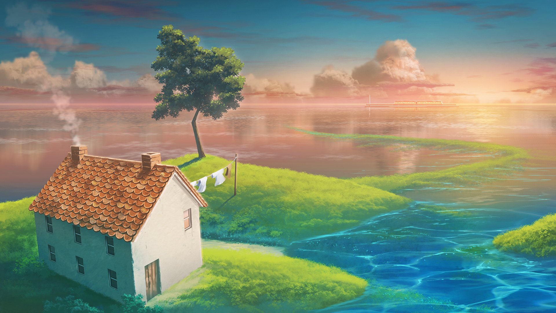 Cottage on a small island by monorisu