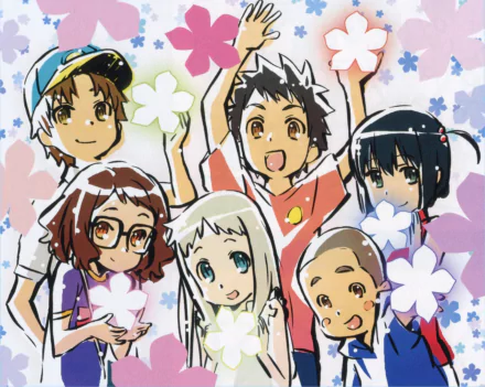 Tetsudou Hisakawa Chiriko Tsurumi Atsumu Matsuyuki Naruko Anjou Meiko Honma Jinta Yadomi Anime Anohana HD Desktop Wallpaper | Background Image