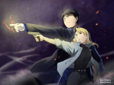 Roy Mustang Riza Hawkeye Anime Fullmetal Alchemist HD Desktop Wallpaper | Background Image