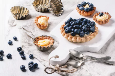 still life pastry tartlet cream blueberry berry food dessert HD Desktop Wallpaper | Background Image