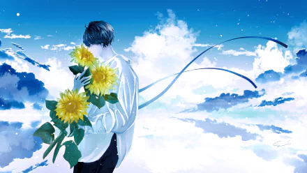 sunflower Anime Original HD Desktop Wallpaper | Background Image