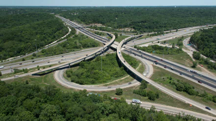  Aerial view of a highway interchange