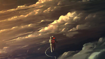  Astronaut walking above the clouds by Fedor Barkhatov