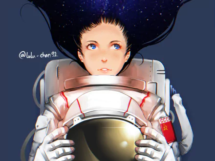 blue eyes Anime astronaut HD Desktop Wallpaper | Background Image