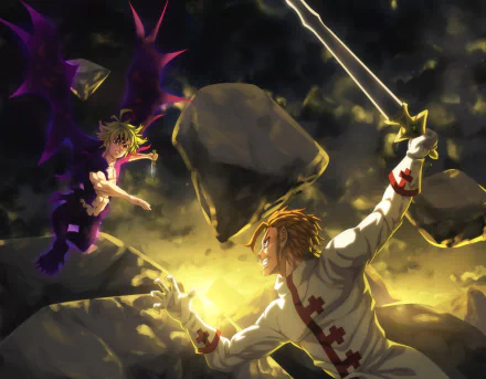  Meliodas fighting Arthur by StingCunha