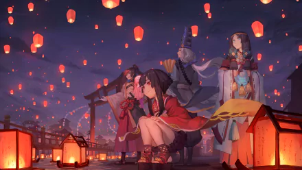 Abe no Seimei (Onmyoji) Yaobikuni (Onmyoji) Minamoto no Hiromasa Kagura (Onmyoji) Anime Onmyoji HD Desktop Wallpaper | Background Image