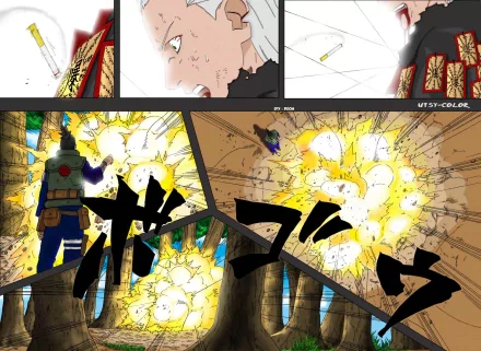 An action-packed HD desktop wallpaper featuring Shikamaru Nara and Hidan from Naruto, showcasing explosive scenes and dynamic anime art style.