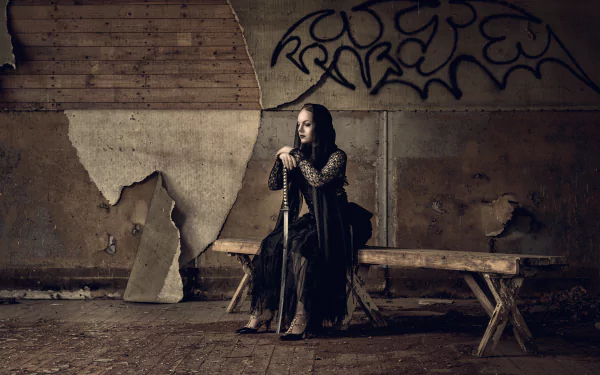 lipstick katana mood sword woman gothic HD Desktop Wallpaper | Background Image