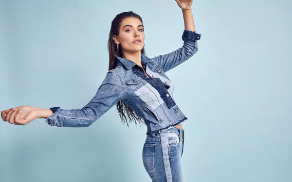 denim brunette long hair woman model HD Desktop Wallpaper | Background Image