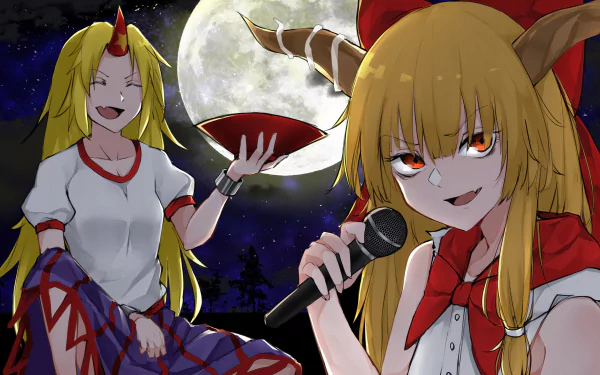 Suika Ibuki Yuugi Hoshiguma Anime Touhou HD Desktop Wallpaper | Background Image