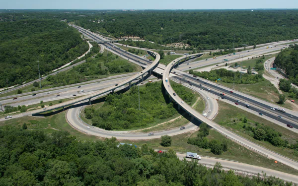  Aerial view of a highway interchange