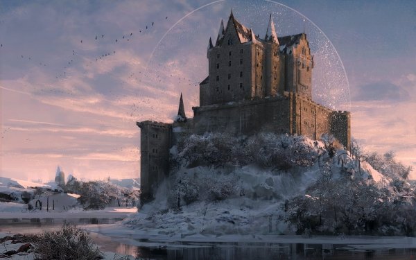 Fantasy Castle Castles Winter HD Wallpaper | Background Image