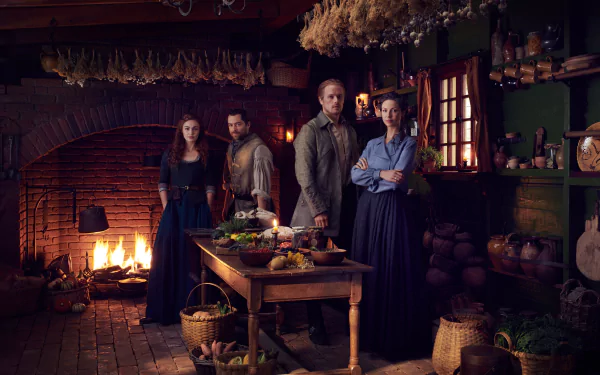 Claire Fraser Caitriona Balfe Jamie Fraser Sam Heughan TV Show Outlander HD Desktop Wallpaper | Background Image