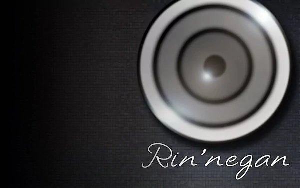 HD desktop wallpaper featuring the Rinnegan from the anime Naruto, with the word Rin'negan written elegantly in the bottom right corner.