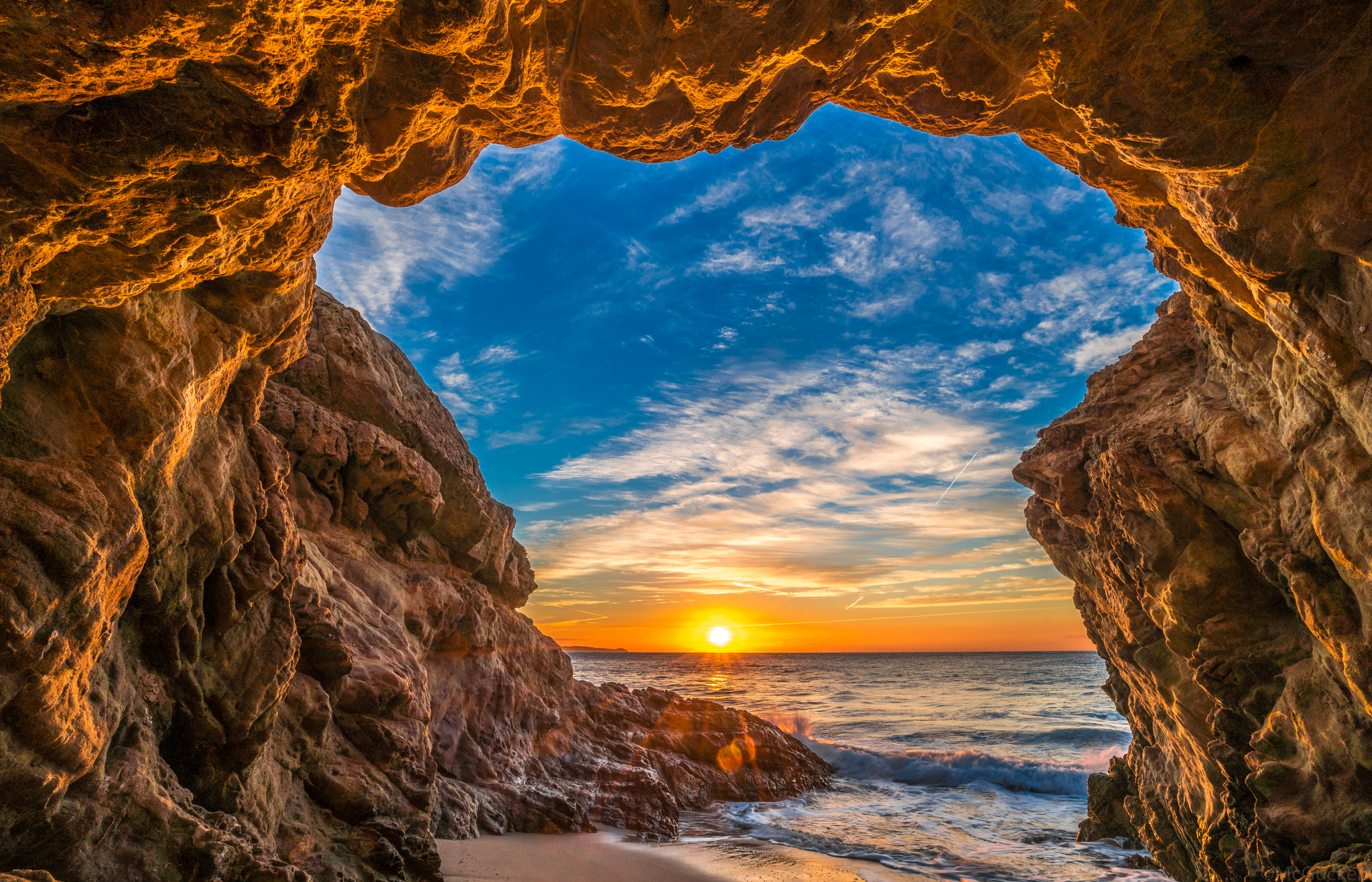 Cave Sunset Sea Hd Nature 4k Wallpapers Images Backgrounds Photos Images